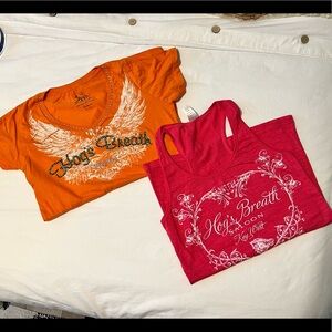 Pair of Hogs Breath Saloon tees size M